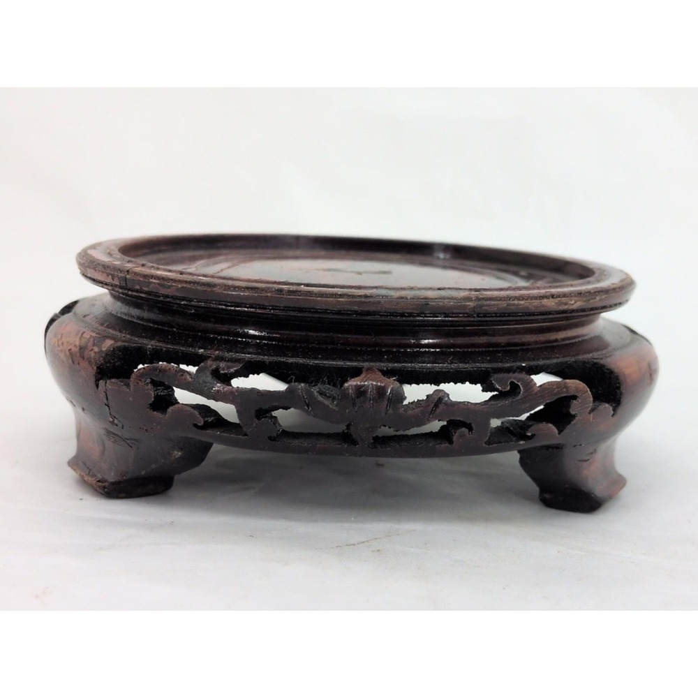Chinese Vase Stand Base Vintage Carved Wood Maybe Rosewood